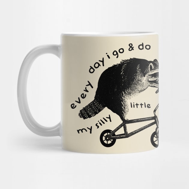 Raccoon On Bicycle - Every Day I Go And Do My Silly Little Tasks by Hamza Froug